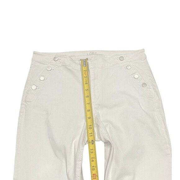 LOFT Curvy High Waist Sandal Flare Off White Jeans 31/12 Petite Buttons Nautical - Picture 5 of 9